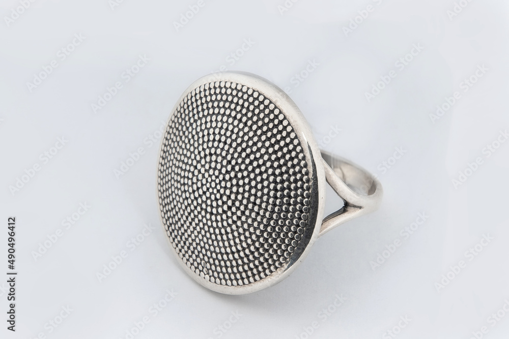 Silver minimalism diamond ring isolated on white background Silver minimalism diamond ring isolated on white background