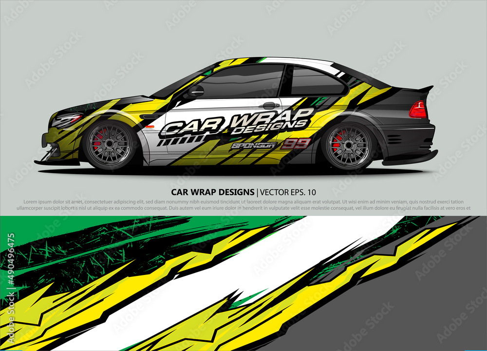 Racing Car Decal Graphic Vector, wrap vinyl sticker. Graphic abstract stripe designs for Racing vehicles.