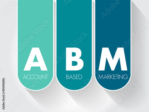 ABM Account Based Market - business marketing strategy that concentrates resources on a set of target accounts within a market, acronym text concept background