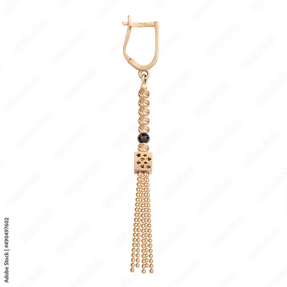 Yellow Gold fashion Diamond Earrings Isolated on White Background Yellow Gold fashion Diamond Earrings Isolated on White Background