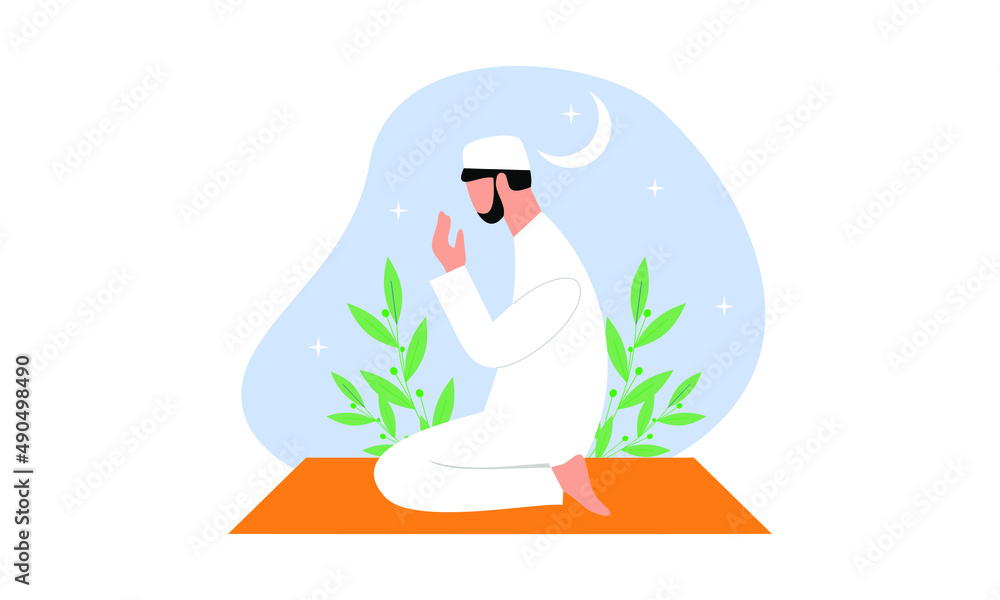 Fototapeta premium muslims praying concept with mosque vector