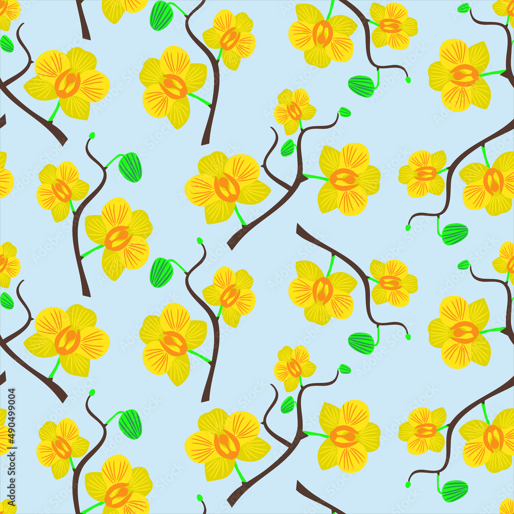 Vector - orchid flowers, seamless pattern. Vector - orchid flowers, seamless pattern.