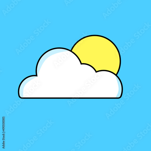 Bright cloud vector with outline