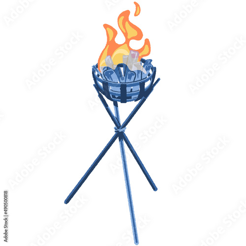 鉄かごを使った篝火