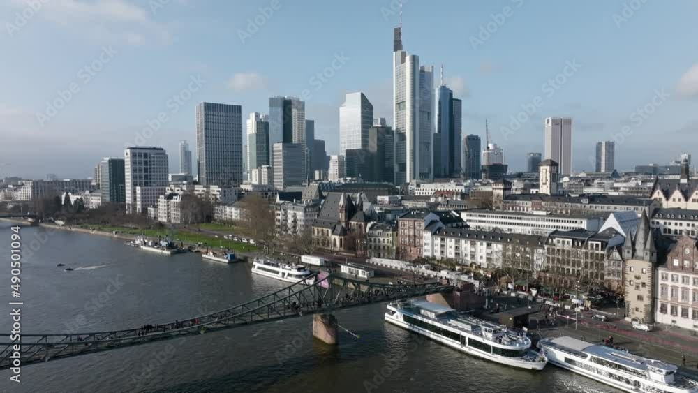 aerial flight over the city centre of Frankfurt am main aerial flight over the city centre of Frankfurt am main