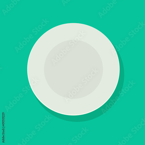 Plate top view isolated vector icon or flat white empty blank porcelain dish overhead above as kitchen tableware utensil cartoon illustration closeup