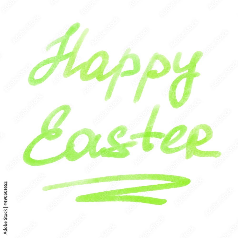Happy Easter hand drawing calligraphy color green. Design element and text template for greeting card and invitation Happy Easter hand drawing calligraphy color green. Design element and text template for greeting card and invitation