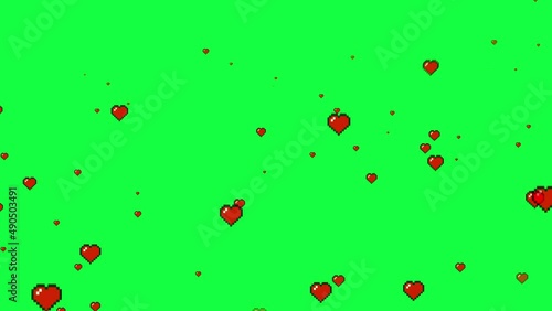 Wallpaper Mural 4K Social media Live style animated hearts 8 bit on green screen. Torontodigital.ca