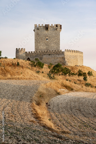 Tiedra medieval castle in the route of the castles in a sunny day, Castilla y León, Spain photo