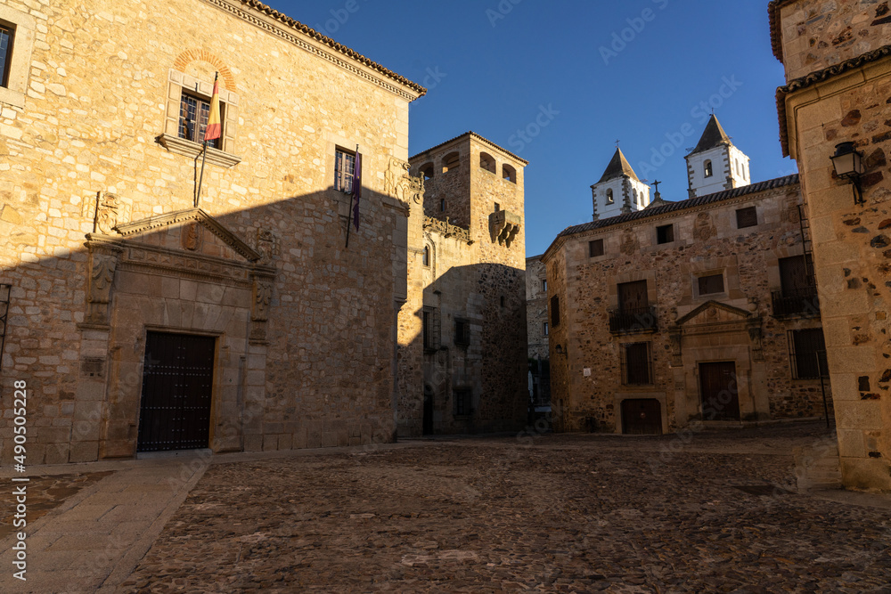 Golfines Square in the old town of Caceres, World Heritage Site by UNESCO, EXtremadura, Spain.