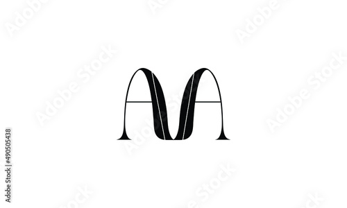 Bold letter AA creative icon design with a half circle outside.