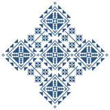 Bosnia and Herzegovina's folk art pattern - Zmijanje embroidery style vector design, - traditional pattern
