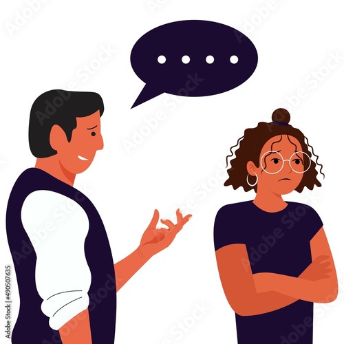 A girl giving the silent treatment to her partner.