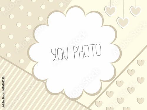 Cute frames photo collage in pastel colors. Template for baby photo or simpl text. Kid snapshot