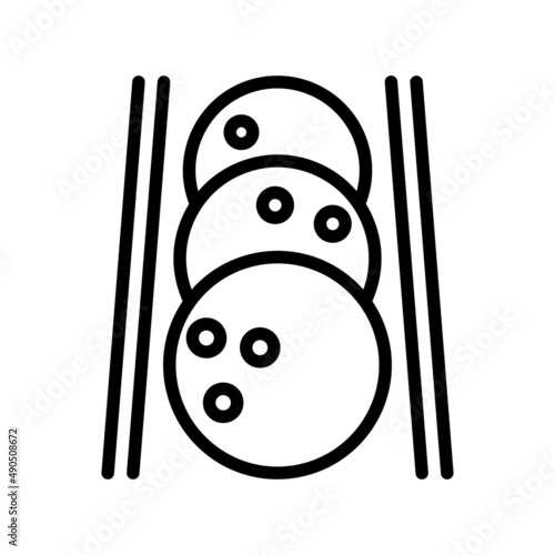Bowling flat line icon. Sport game - skittles with ball. Outline sign for mobile concept and web design, store