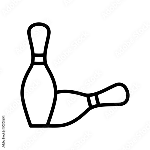 Bowling flat line icon. Sport game - skittles with ball. Outline sign for mobile concept and web design, store