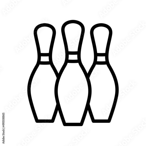 Bowling flat line icon. Sport game - skittles with ball. Outline sign for mobile concept and web design, store