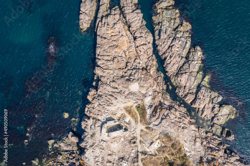 Ruins of St Apostles Monastery on Skamni cape in Sozopol on Black Sea coast in Bulgaria photo