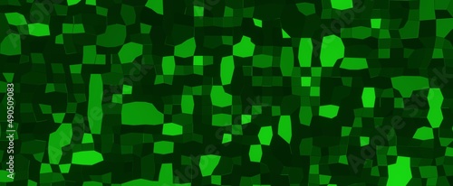 Abstract diamond green mosaic background. Digital tracery from 3d render of facets of crystalline texture schemes. Futuristic maze of polygon tiles for colorful interior