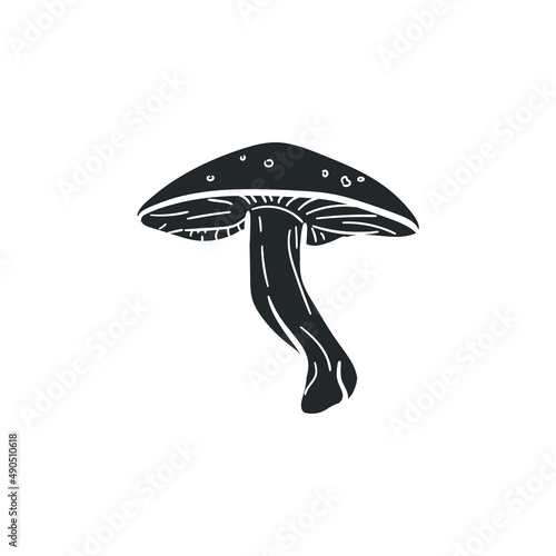 Russula Icon Silhouette Illustration. Fungus Mushroom Natural Vector Graphic Pictogram Symbol Clip Art. Doodle Sketch Black Sign.