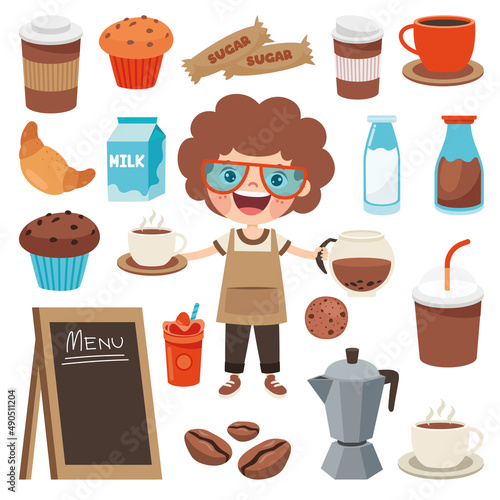 Set Of Various Coffee Elements
