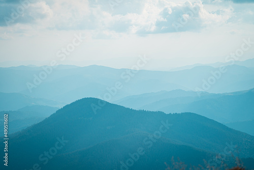 Peaks of blue mountains