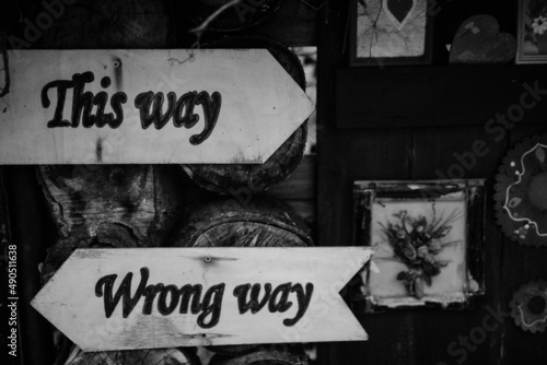 Sign this way or wrong way stock photo. © Tobica