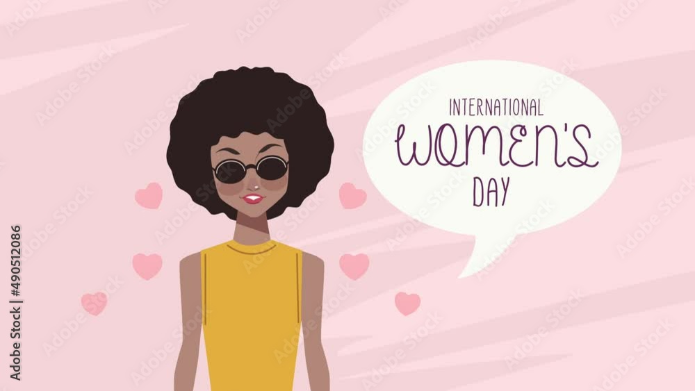 happy womens day lettering with afro woman happy womens day lettering with afro woman