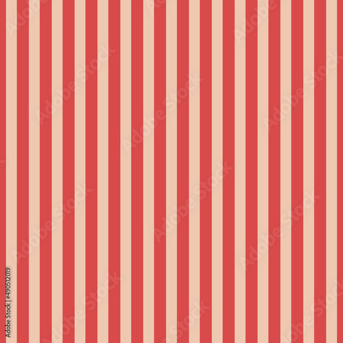 Vertical red and beige stripes background. Seamless and repeating pattern. Editable template. Vector illustration.