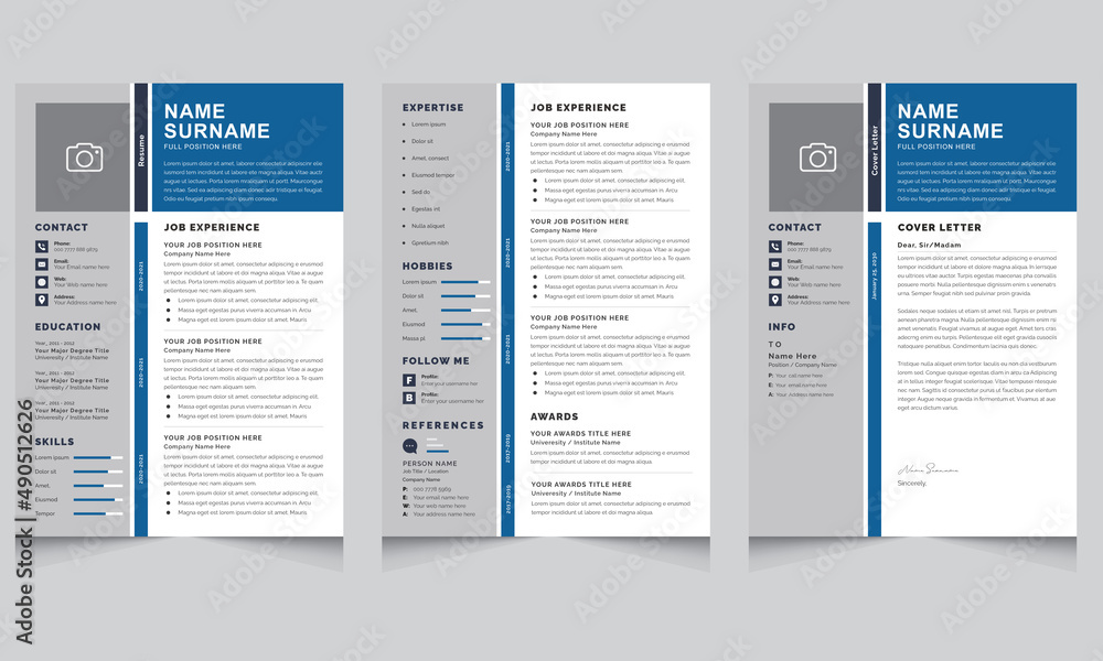 Resume Template Vector - Clean Modern Resume and cover letter design template, cv design Resume Template Vector - Clean Modern Resume and cover letter design template, cv design