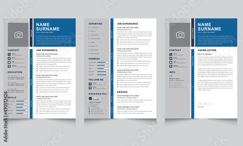 Resume Template Vector - Clean Modern Resume and cover letter design template, cv design