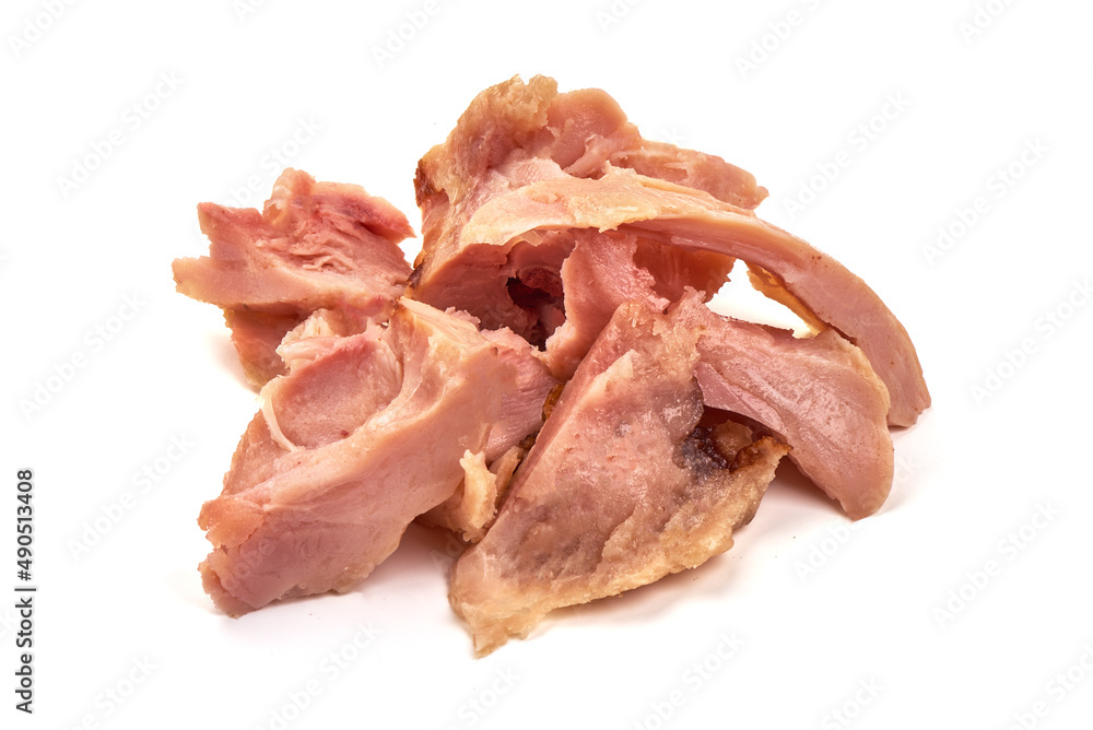 Smoked chicken fillet, isolated on white background. High resolution image.