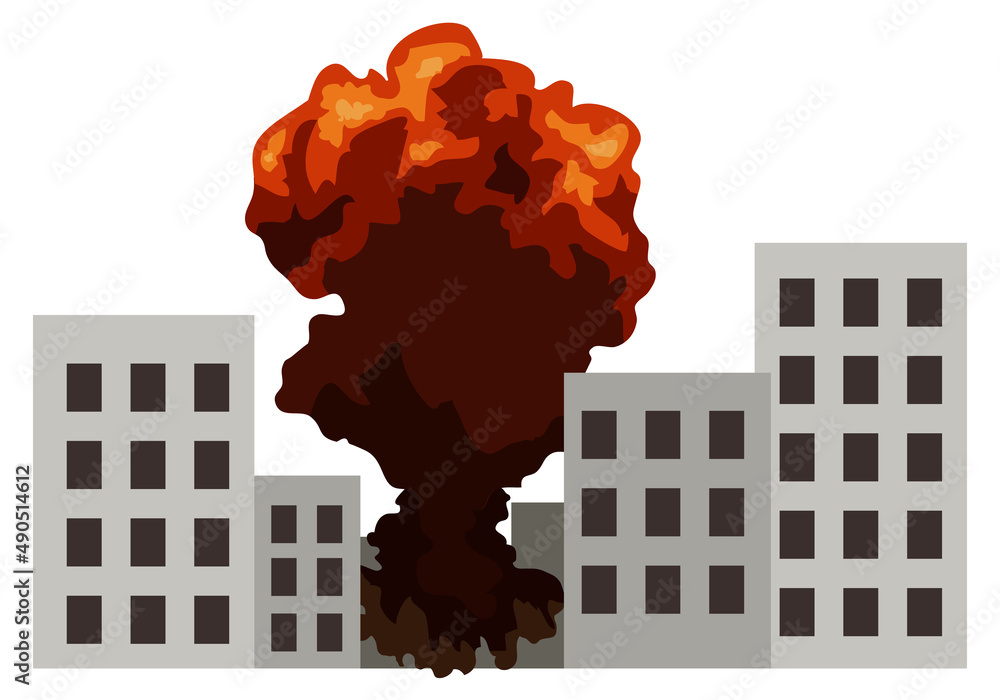 市街戦 爆発 空爆 テロ 爆発 戦争のイラスト素材 ベクター Stock Vector Adobe Stock