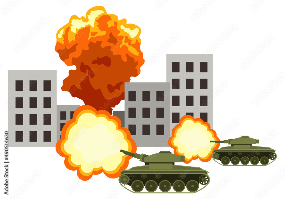 市街戦 空爆 テロ 爆発 戦争のイラスト素材 ベクター Stock Vector | Adobe Stock
