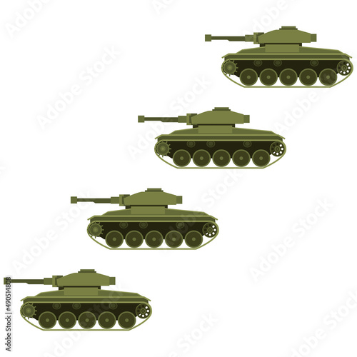 隊列を組んだ戦車のイラスト素材　ベクター