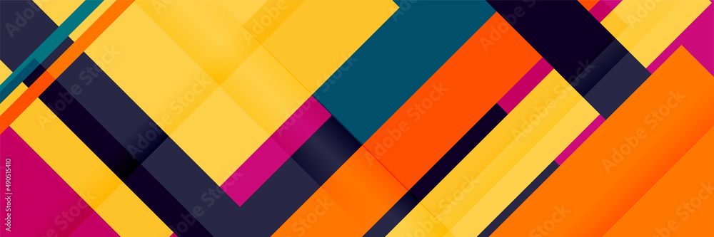Stripes abstract colorful memphis wide banner design background. Abstract colorful memphis geometric business banner background. Vector illustration. Stripes abstract colorful memphis wide banner design background. Abstract colorful memphis geometric business banner background. Vector illustration.
