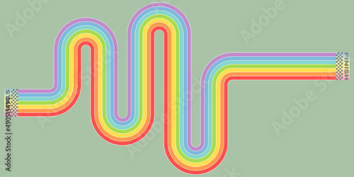 Abstract rugged running track with starting and finishing lines.