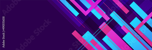 Set of Display abstract purple blue pink colorful memphis wide banner design background. Abstract colorful memphis geometric business banner background. Vector illustration.