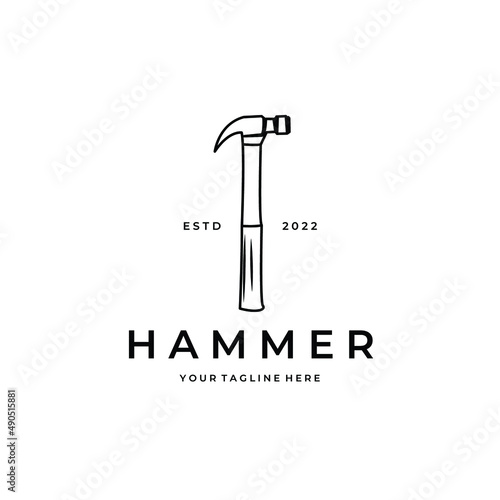 line art hammer logo vector simple illustration