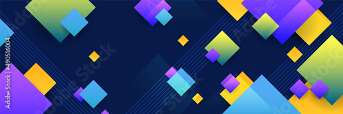 Free Download Display abstract colorful memphis wide banner design background. Abstract colorful memphis geometric business banner background. Vector illustration. - GFXLoad
