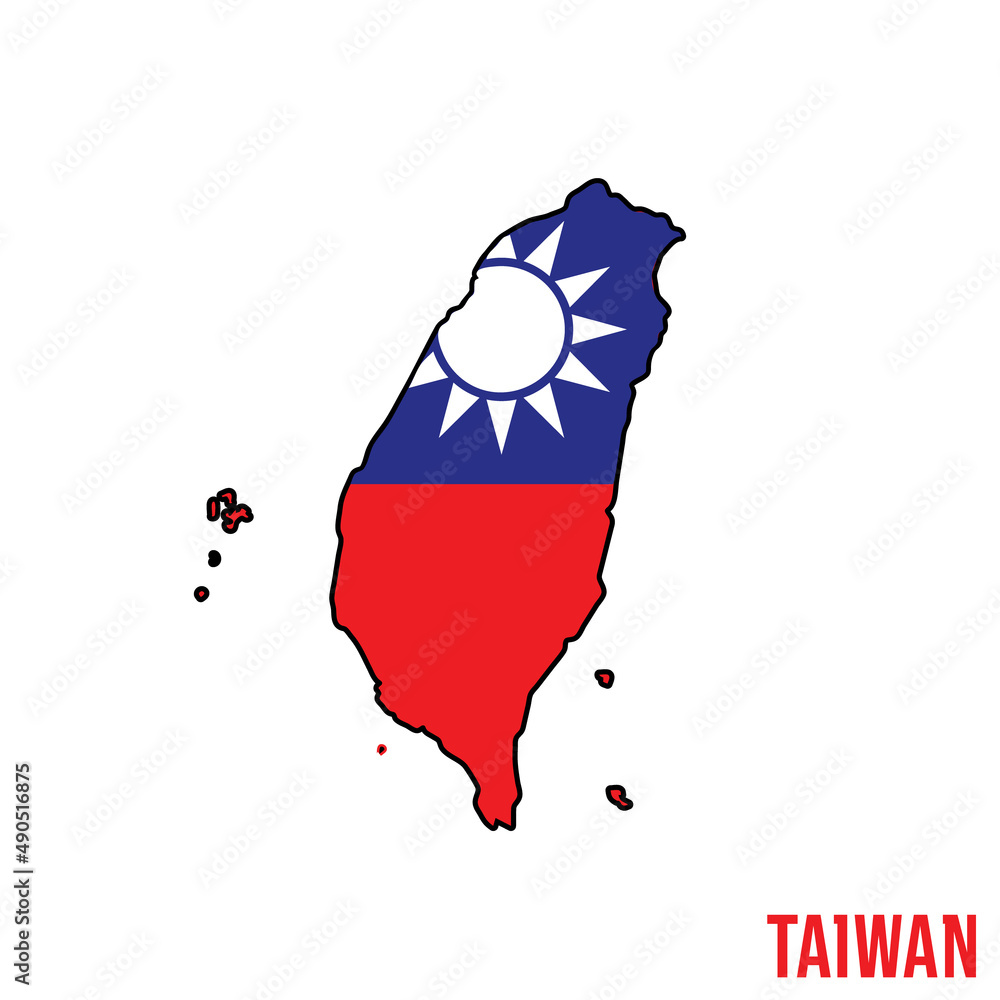 Taiwan map. Republic of China national borders. Taiwanese nation. Stock ...
