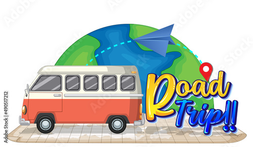 Summer travel vacation logo concept with motorhome