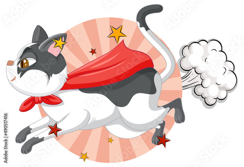 A cat superhero on sky background
