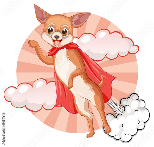 A dog superhero on sky background