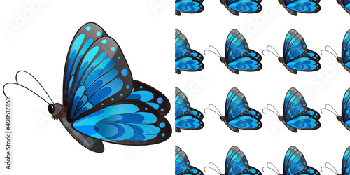 Seamless design of butterfly on white background