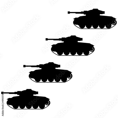 隊列を組んだ戦車のイラスト素材　ベクター