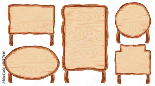 Set of wooden sign banner