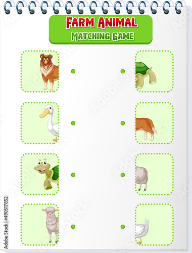 Matching Farm animal shadow worksheet