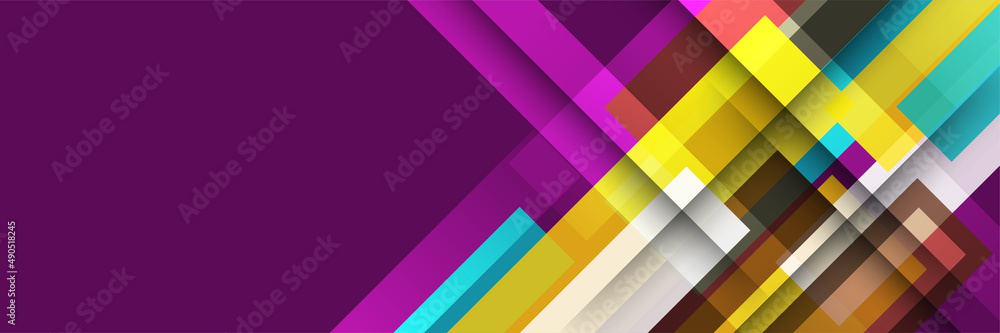 Overlap Gradient abstract purple colorful memphis wide banner design background. Modern abstract geometric banner background. Overlap Gradient abstract purple colorful memphis wide banner design background. Modern abstract geometric banner background.