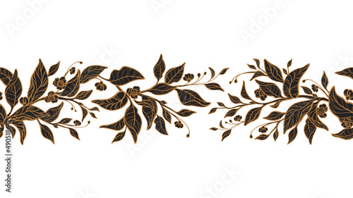 Nature floral branch Elegant strip, vector border